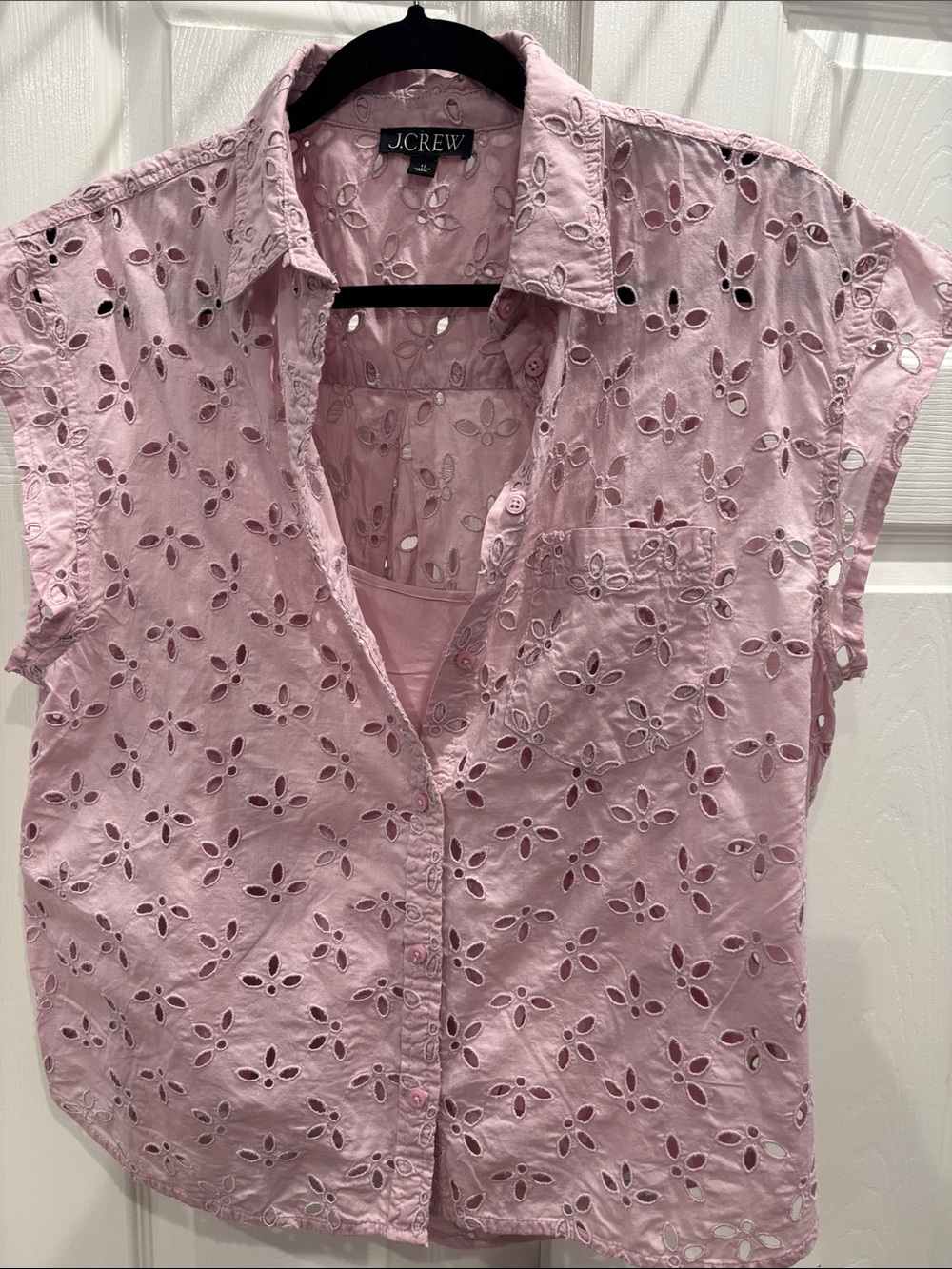 J. Crew Light Pink Eyelet Button-Down Shirt